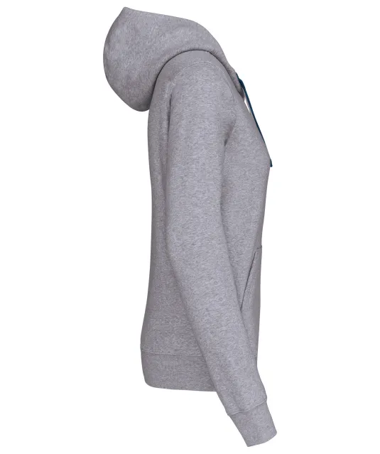 K465 - Damessweater met capuchon in contrasterende kleur Oxford Grey / Navy
