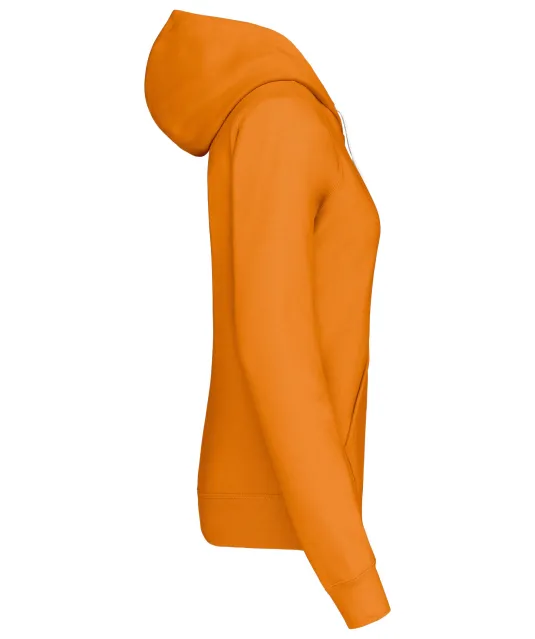 K465 - Damessweater met capuchon in contrasterende kleur Orange / White