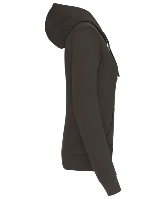 K465 - Damessweater met capuchon in contrasterende kleur Dark Grey / Black