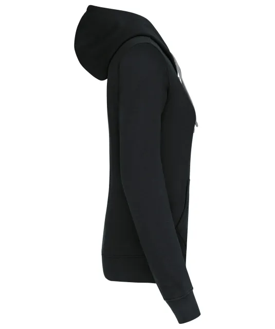 K465 - Damessweater met capuchon in contrasterende kleur Black / Fine Grey