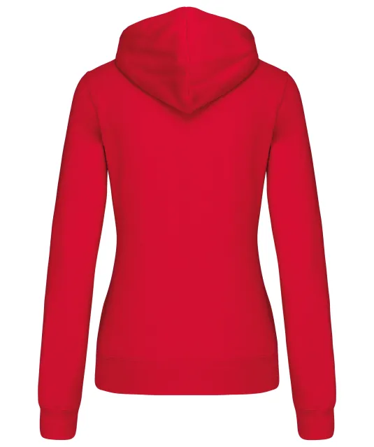 K465 - Damessweater met capuchon in contrasterende kleur Red / White