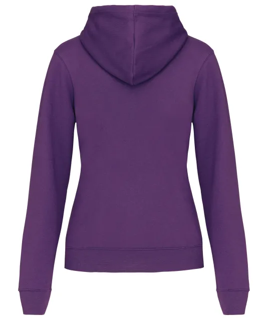 K465 - Damessweater met capuchon in contrasterende kleur Purple / Oxford Grey