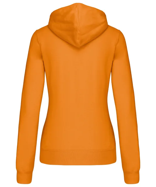 K465 - Damessweater met capuchon in contrasterende kleur Orange / White