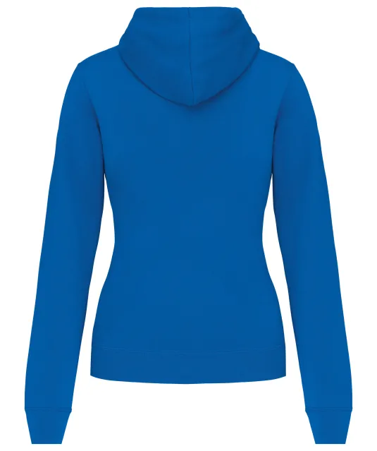 K465 - Damessweater met capuchon in contrasterende kleur Light Royal Blue / White