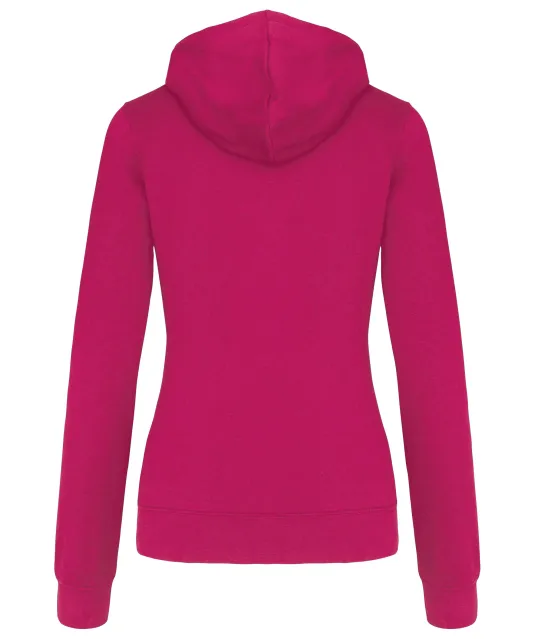 K465 - Damessweater met capuchon in contrasterende kleur Fuchsia / Fine Grey