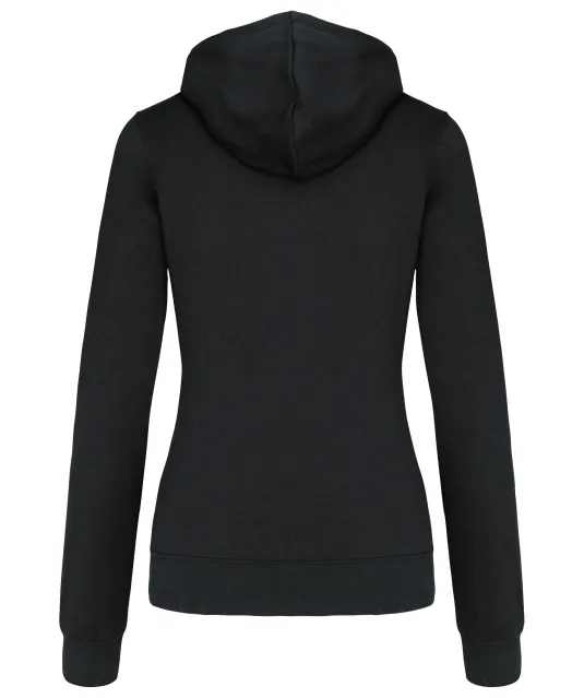 K465 - Damessweater met capuchon in contrasterende kleur Black / Red