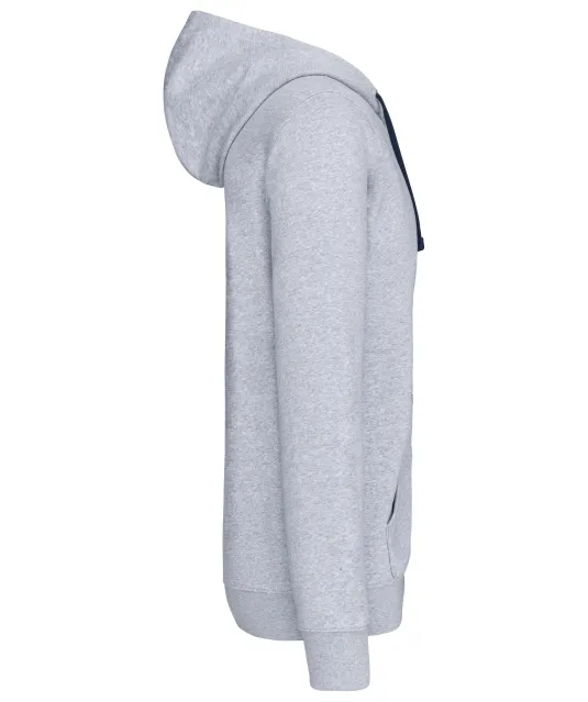 K466 - Herensweater met rits en capuchon in contrasterende kleur Oxford Grey / Navy