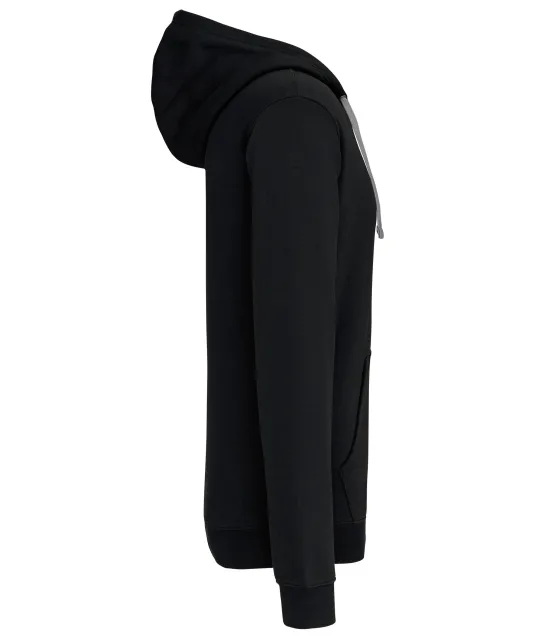 K466 - Herensweater met rits en capuchon in contrasterende kleur Black / Fine Grey