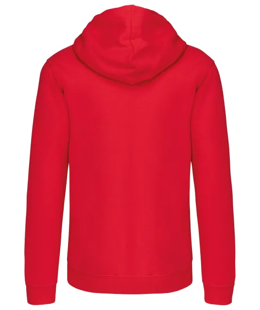 K466 - Herensweater met rits en capuchon in contrasterende kleur Red / White