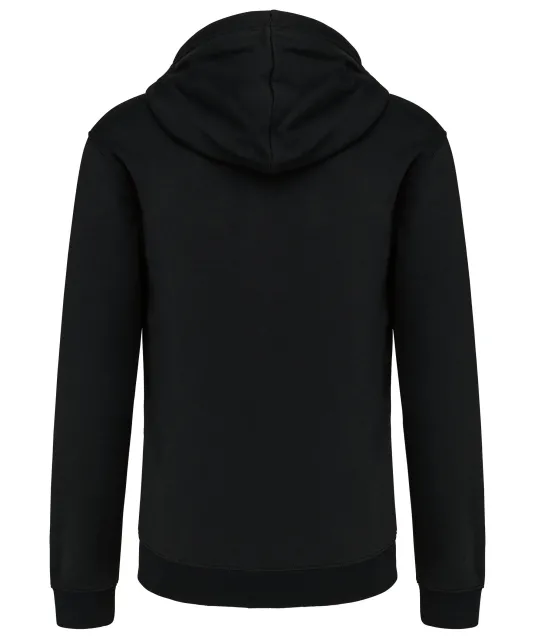 K466 - Herensweater met rits en capuchon in contrasterende kleur Black / Red