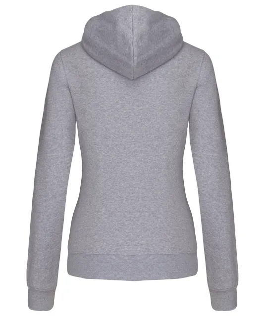 K467 - Damessweater met rits en capuchon in contrasterende kleur Oxford Grey / Navy