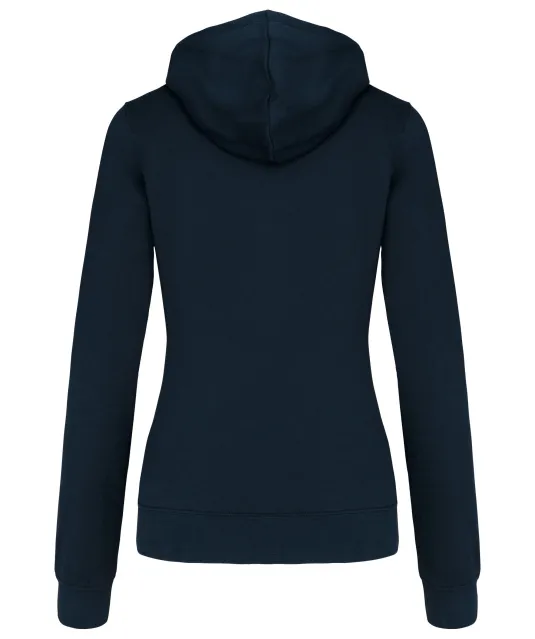 K467 - Damessweater met rits en capuchon in contrasterende kleur Navy / Fine Grey