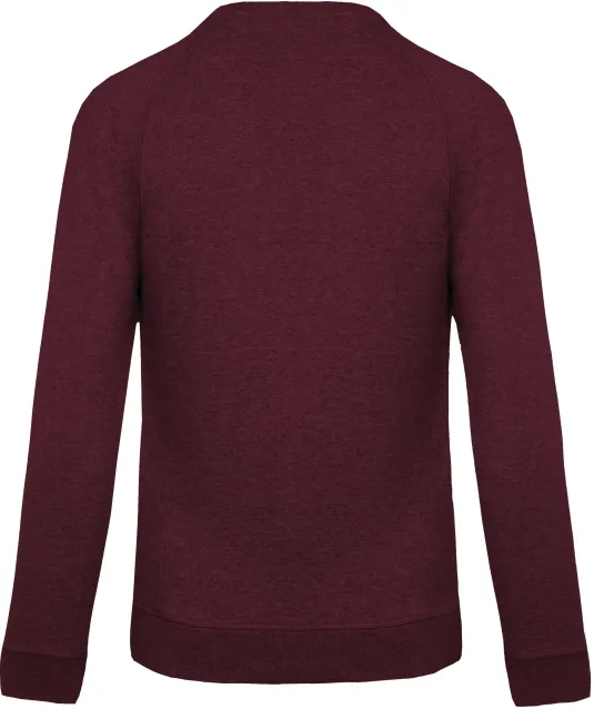 K480 - Herensweater BIO ronde hals raglanmouwen Wine Heather