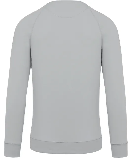 K480 - Herensweater BIO ronde hals raglanmouwen Snow Grey