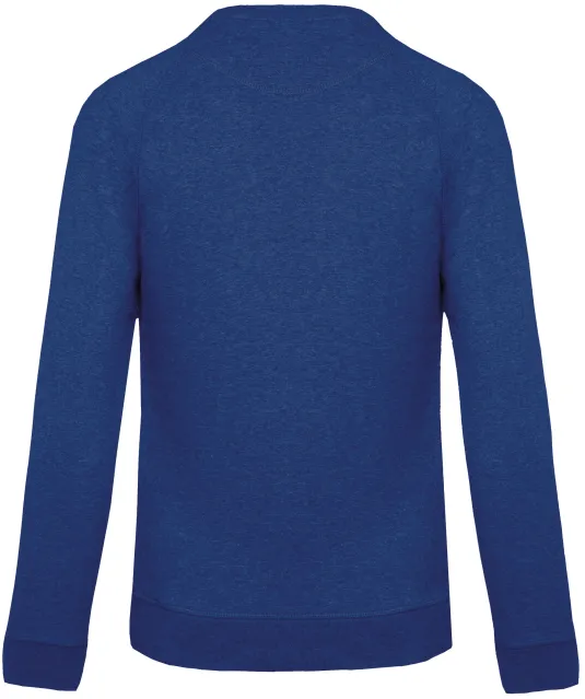 K480 - Herensweater BIO ronde hals raglanmouwen Ocean Blue Heather