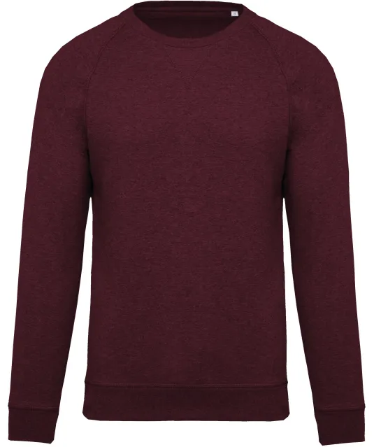 K480 - Herensweater BIO ronde hals raglanmouwen Wine Heather
