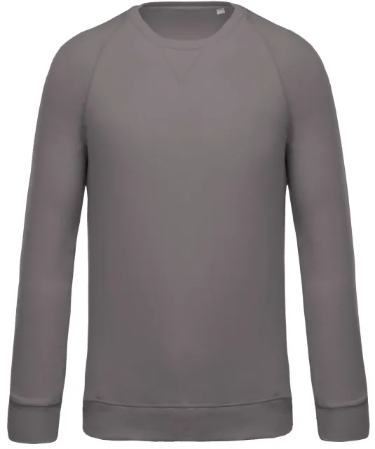 K480 - Herensweater BIO ronde hals raglanmouwen Storm Grey
