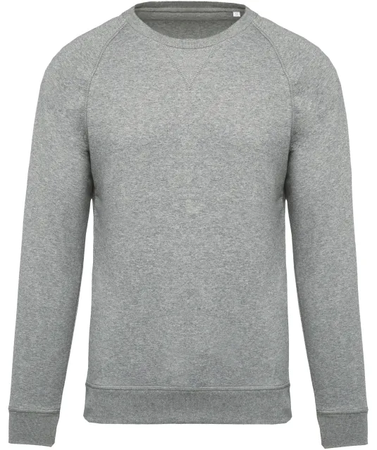 K480 - Herensweater BIO ronde hals raglanmouwen Grey Heather