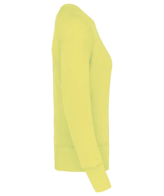 K481 - Damessweater BIO ronde hals raglanmouwen Lemon Yellow