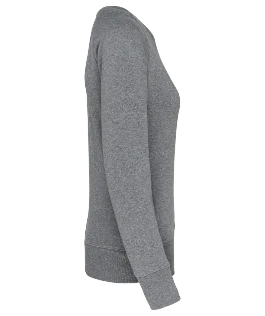 K481 - Damessweater BIO ronde hals raglanmouwen Grey Heather