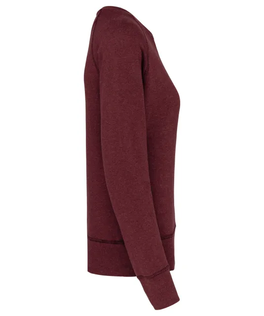 K481 - Damessweater BIO ronde hals raglanmouwen Wine Heather