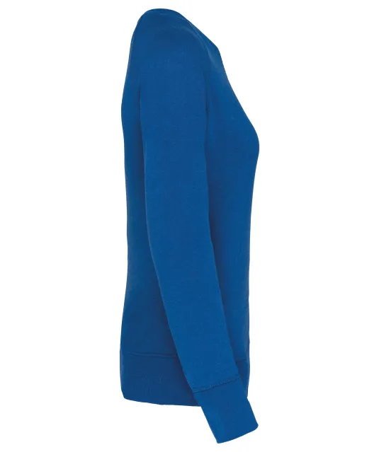 K481 - Damessweater BIO ronde hals raglanmouwen Ocean Blue Heather