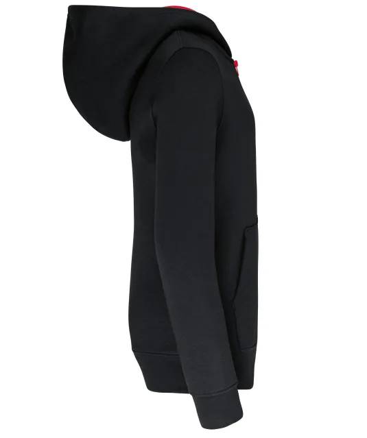 K486 - Kindersweatvest met capuchon Black / Red