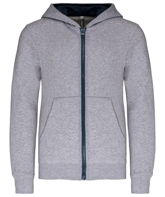 K486 - Kindersweatvest met capuchon Oxford Grey / Navy