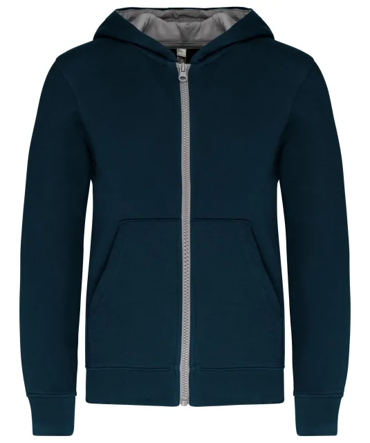 K486 - Kindersweatvest met capuchon Navy / Fine Grey