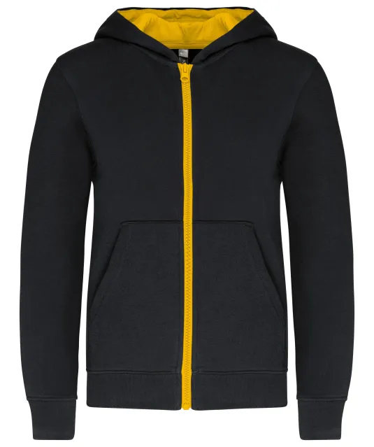 K486 - Kindersweatvest met capuchon Black / Yellow