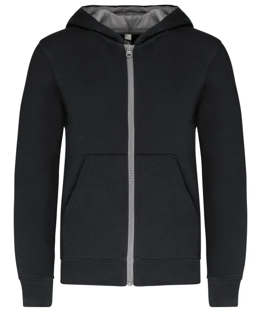 K486 - Kindersweatvest met capuchon Black / Fine Grey