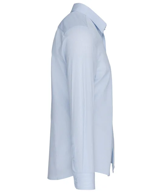 K513 - Herenoverhemd in popeline met lange mouwen Striped Pale Blue / White