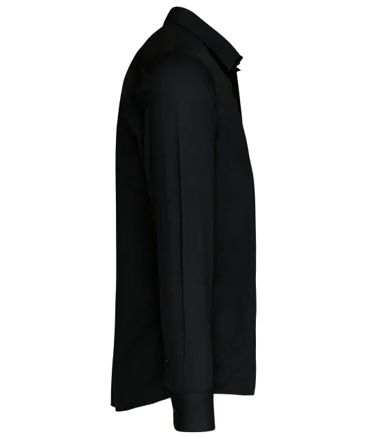 K513 - Herenoverhemd in popeline met lange mouwen Black