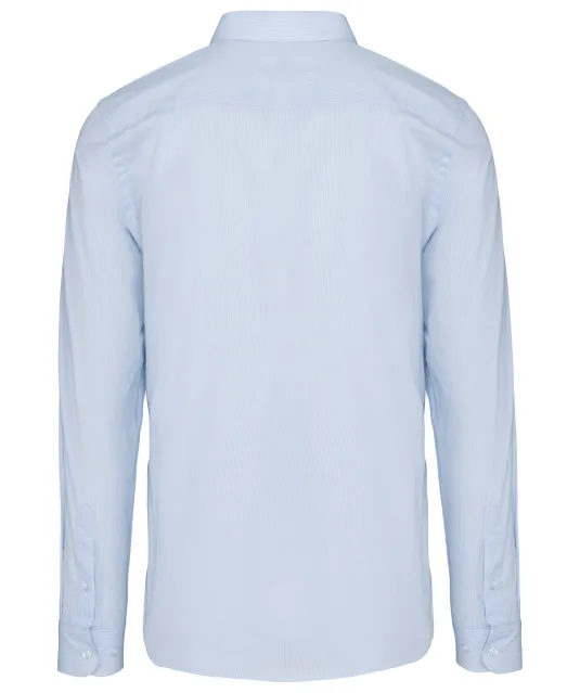 K513 - Herenoverhemd in popeline met lange mouwen Striped Pale Blue / White