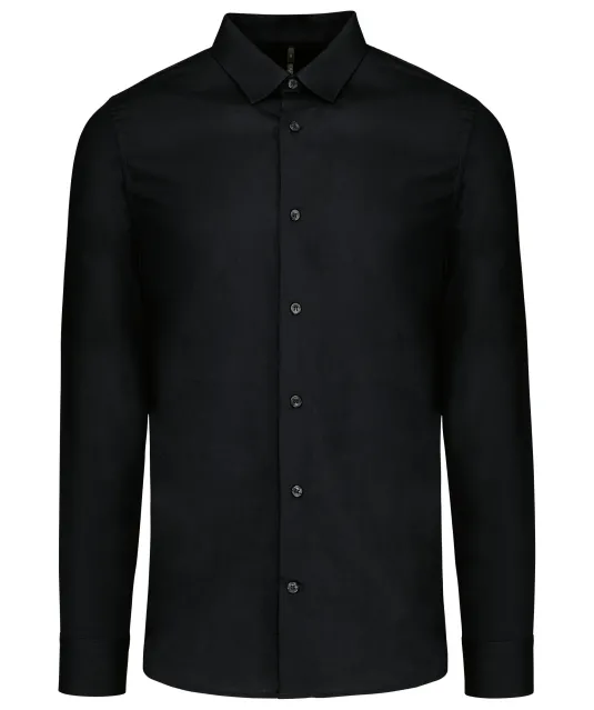 K513 - Herenoverhemd in popeline met lange mouwen Black