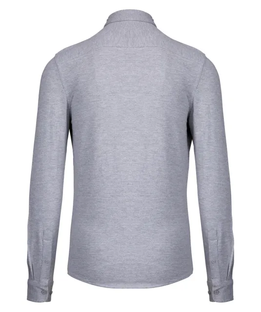 K508 - Piqué overhemd lange mouwen Oxford Grey