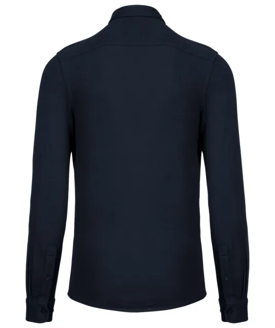 K508 - Piqué overhemd lange mouwen Navy