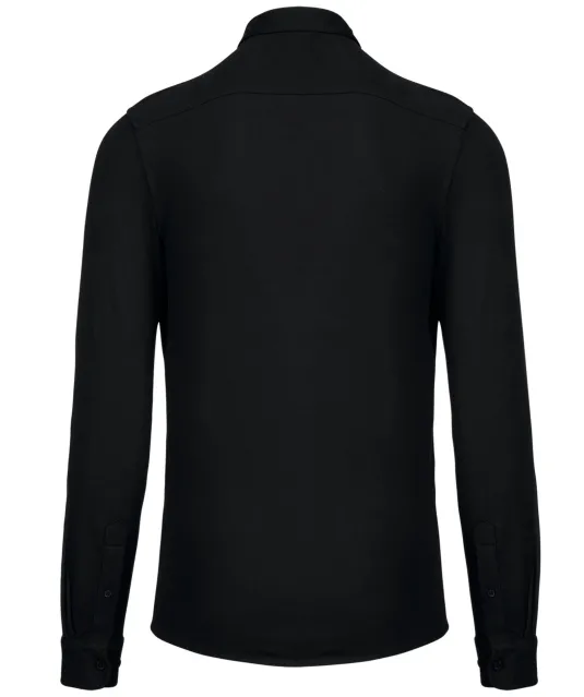 K508 - Piqué overhemd lange mouwen Black