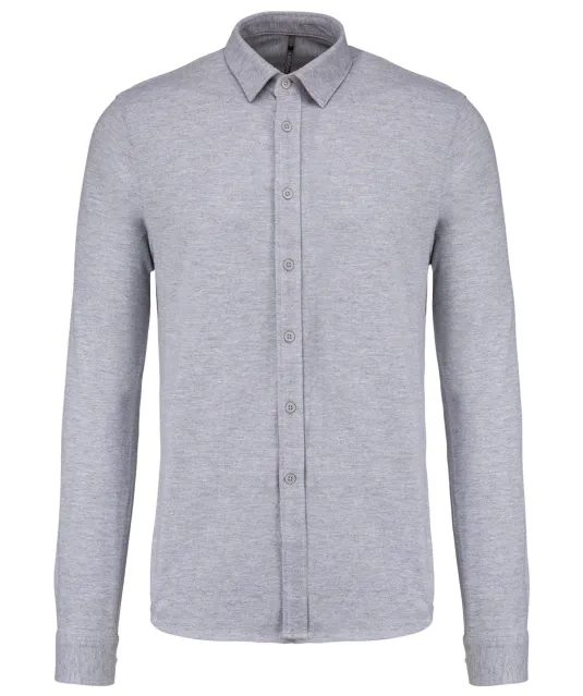 K508 - Piqué overhemd lange mouwen Oxford Grey