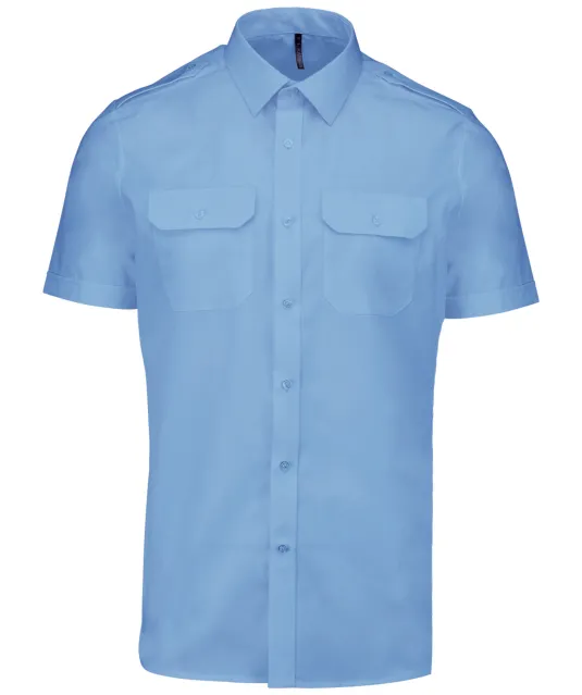 K503 - Herenpilootoverhemd korte mouwen Sky Blue