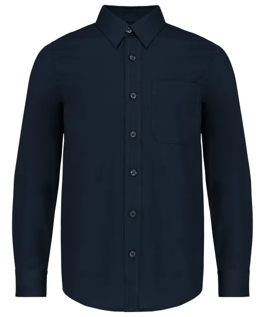 K521 - Kinder poplin overhemd lange mouwen Navy