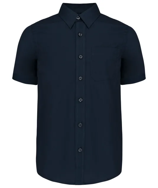 K520 - Kinder poplin overhemd korte mouwen Navy