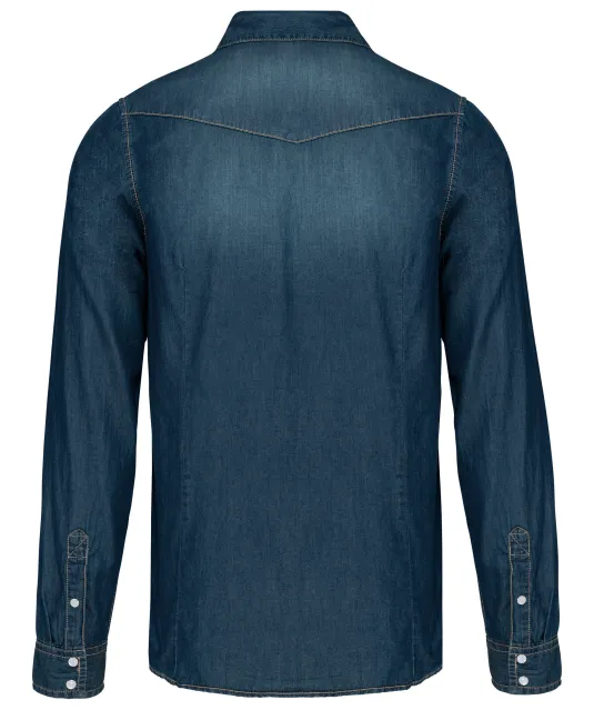 K519 - Heren denim overhemd lange mouwen Blue Jean