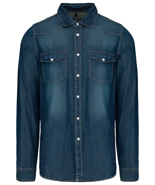 K519 - Heren denim overhemd lange mouwen Blue Jean