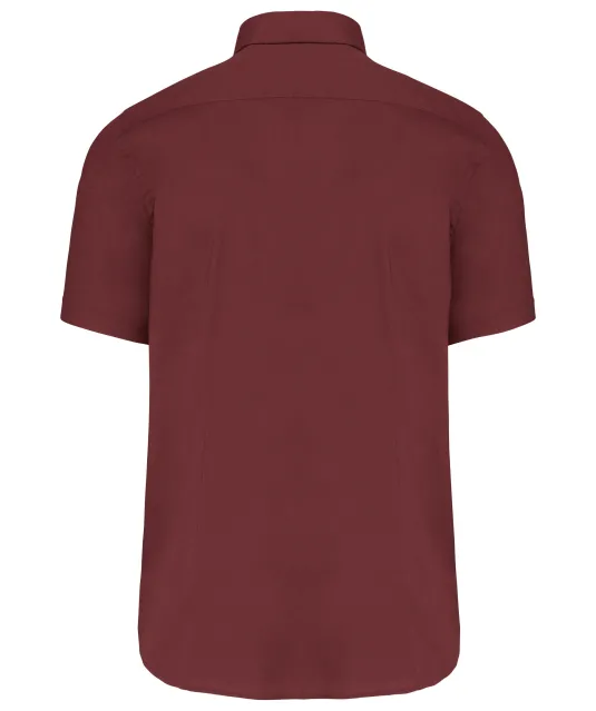 K531 - Heren stretch overhemd korte mouwen Wine