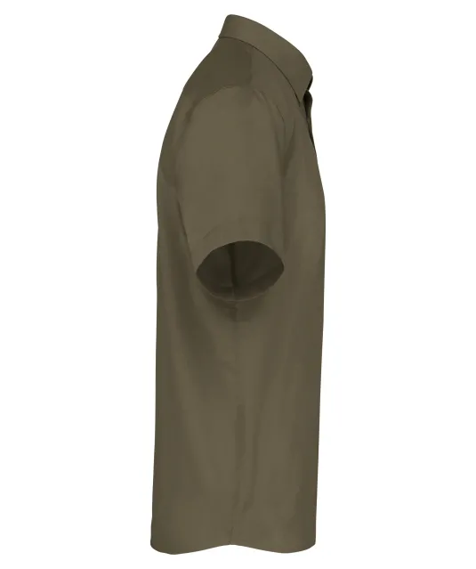 K551 - Overhemd in onderhoudsvriendelijk polykatoen-popeline korte mouwen heren Light khaki