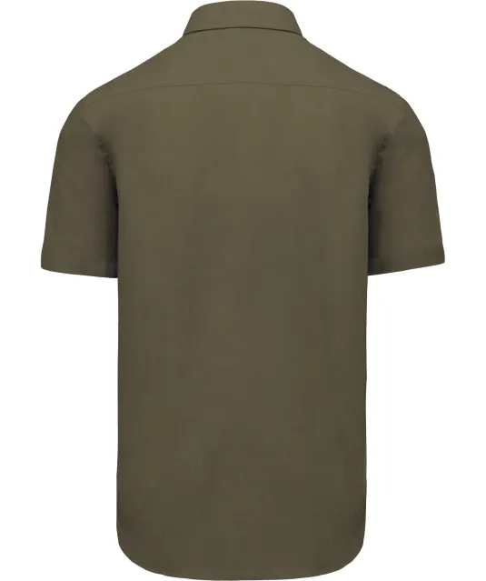 K551 - Overhemd in onderhoudsvriendelijk polykatoen-popeline korte mouwen heren Light khaki