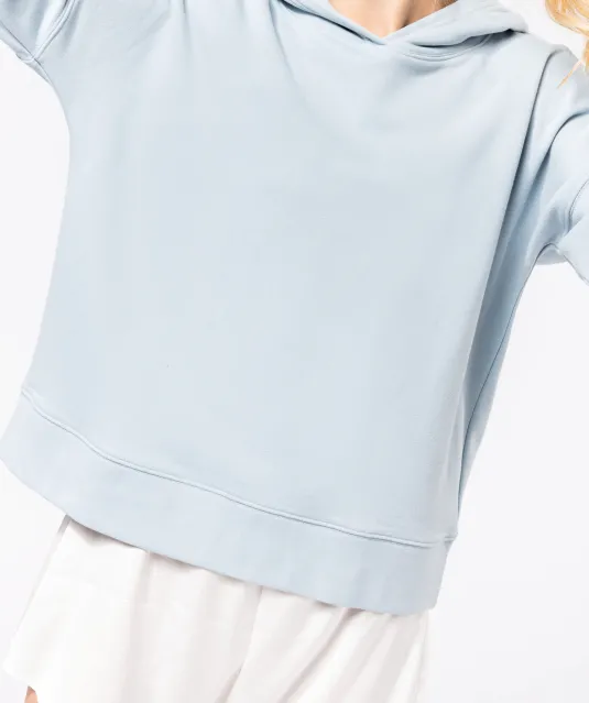 K494 - Bio lounge damessweater met capuchon Off White