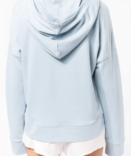 K494 - Bio lounge damessweater met capuchon Off White