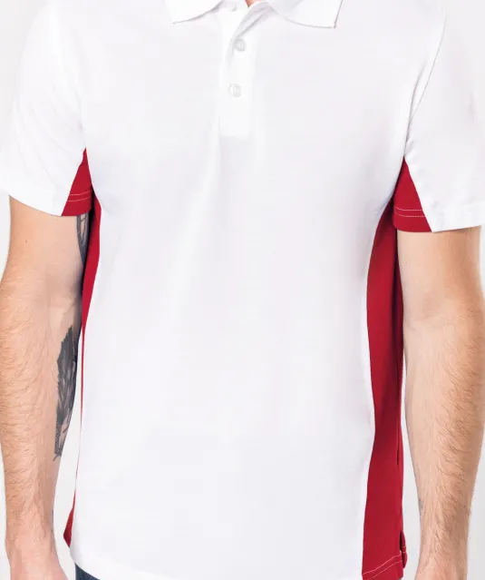 K232 - Tweekleurige piquépolo korte mouwen heren Light Grey / Red